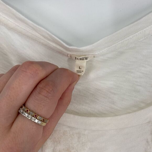 J. Crew Women’s Round Neck Short Sleeve Textured Floral Blouse size L - Picture 3 of 6